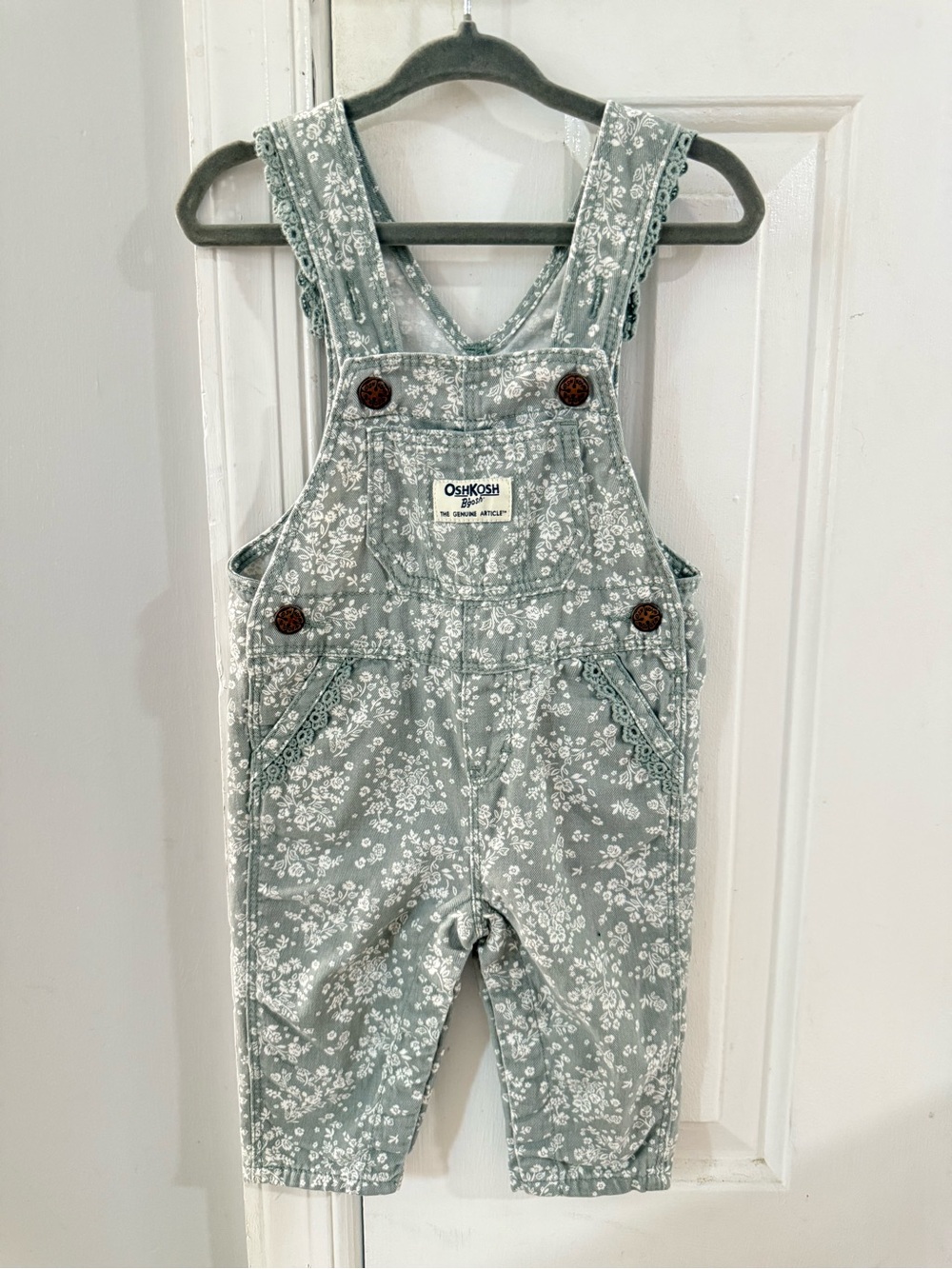 OshKosh B'gosh Sage Green Floral Overalls